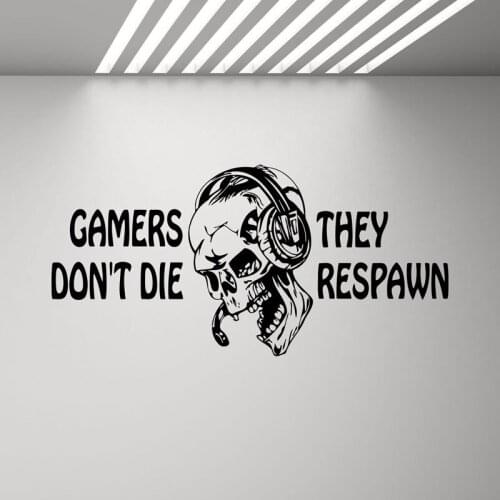Game Poster Stickers Players Will Not Die, They Will Be Reborn Wall Decals Video Game Gifts For Kids Quotes Playroom Boys