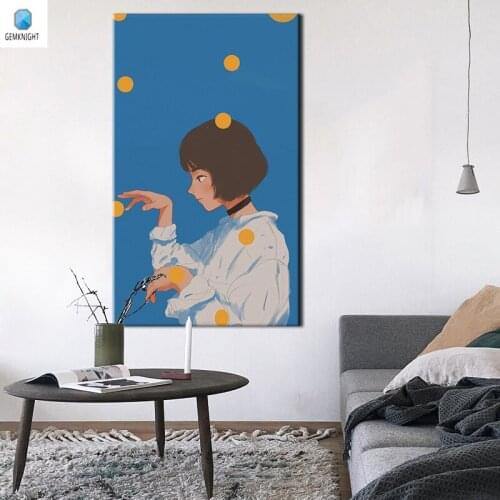 Digital paint by numbers Anime girl diy digital painting framed wall artmodular painting home decor for living room