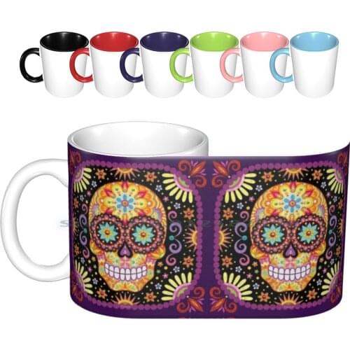 Sugar Skull Art By Thaneeya Mcardle-Viva Ceramic Mugs Coffee Cups Milk Tea Mug Sugar Skull Day Of The Dead Dia De Muertos Dia