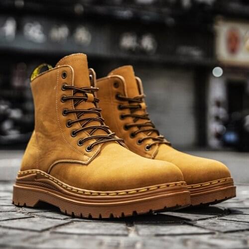 ZEEKSON British Thick-soled Martin Boots Classic Lace Desert Tooling Boots Solid Color Suede Mens Shoes All-match Casual Shoes