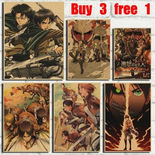 Classic Cartoon Cartoon Conquers Titan Character Series Retro Kraft Paper Poster Bar Office Coffee Shop Home Art Wall Stickers
