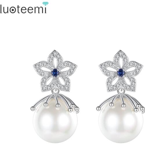 LUOTEEMI Fashion Vintage Jewelry Wholesale Imitation Sea Shell Female Pearl Earrings for Women High Quality Elegant Jewelry