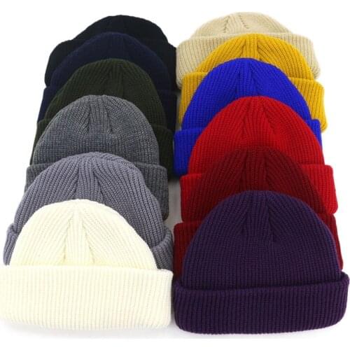 Fashion Skullcap Knitted Beanie Hat Unisex Short Hip Hop Brimless Warm Cap
