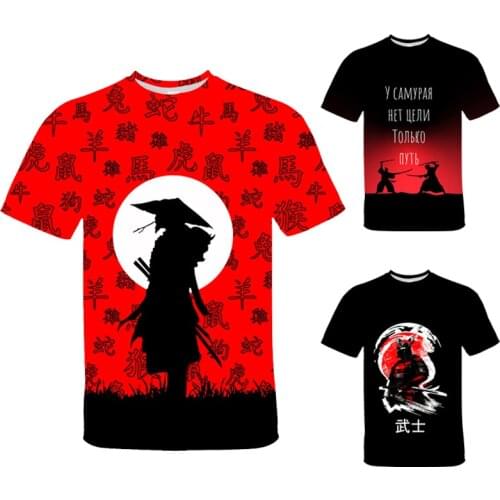 3D Print Japan Samurai Mens T Shirt Casual Streetwear Harajuku Ghost Short Sleeve Hip Hop Japanese Style Tees Top Kids T-Shirts
