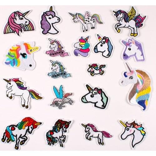 Unicorn Pegasus Animal Horse Head Embroidery Cloth Clothing Accessories Badge Patch Hot Melt Adhesive