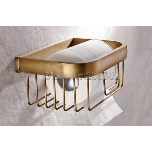 Wall Mounted Antique Brass Bathroom Accessory Toilet Paper Holder Roll Holder Basket lba534