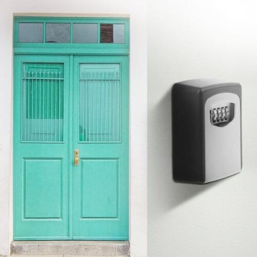 Wall-mounted 4 Digit Password Combination Security Storage Box Key Safe Lock Case