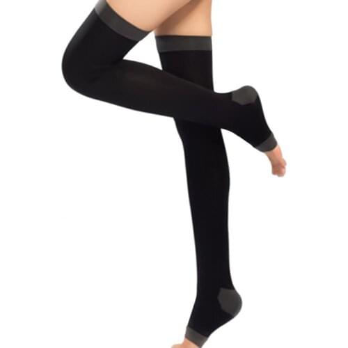 480D Elastic Compression Socks Men Women Running Sports Travel Stocking Yoga Sleep Beautiful Legs Hose Open Toe Long Knee Socks