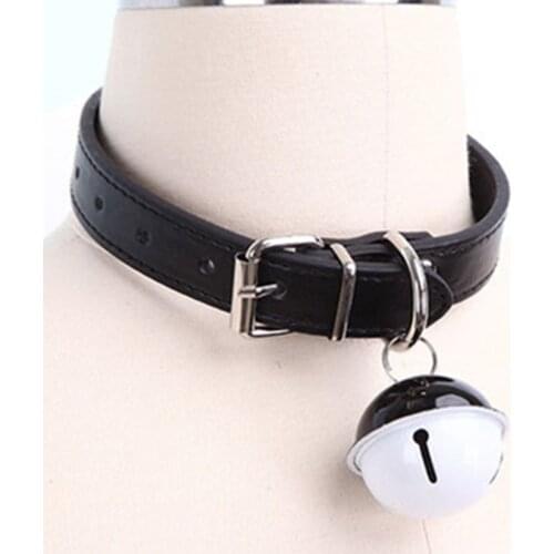 New One Piece Trendy Sexy Big Bell Choker Vintage Punk Street Style Love Collar Sexy Leather Sexy Maid Style Necklace For Women
