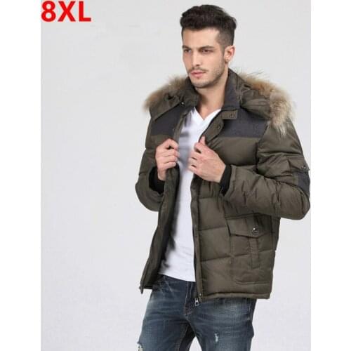 Winter new splicing large size down jacket big belly plus size people loose quality blouse winter clothing fur collar male 8XL