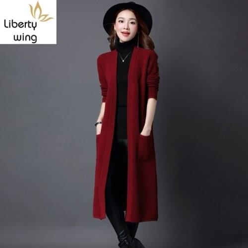 Autumn Elegant Sweaters Women Fashion 2020 Sleeve Loose Knitting Cardigan Sweater Ladies Long Knitwear Coats Female Korean