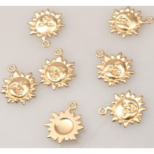 Zinc Alloy Golden Metal Round Sun Face Shape Charms Pendants 19mm 6pcs/lot For DIY Necklace Bracelet Making Accessories