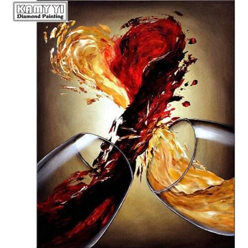 DIY 5D Full Diamond Mosaic Picture Cheers! Diamond Painting Cross Stitch Kits Diamond Embroidery Red Wine Patterns Rhinestones