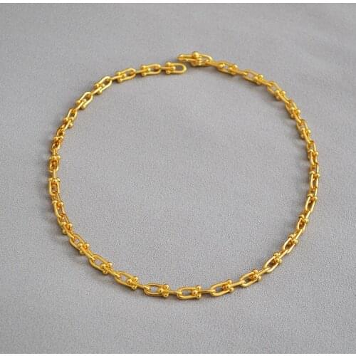 LONDANY European and American popular gold U-shaped lock pure copper detachable metal simple necklace