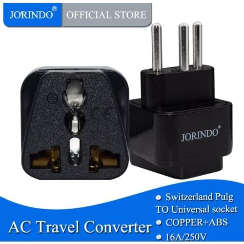 JORINDO Portable Universal Plug to Switzerland (Grounded Type-J) Plug Adapter Power Socket Travel Converter