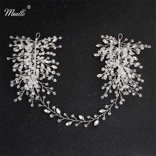 Miallo Fashion Rhinestones Wedding Headband Princess Crown Headband Bridal Hair Accessories Women Hair Jewelry Headpieces