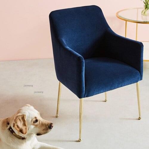 Italian Light Luxury Living Room Chair Furniture Design Dining Armchair Postmodern Minimalist Flannel Leisure Backrest Chair