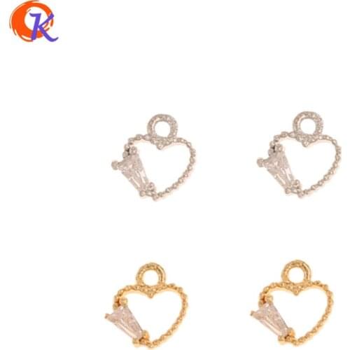 Cordial Design 50Pcs 7*7MM Jewelry Accessories/Pendant/DIY Earrings Making/Genuine Gold Plating/Heart Shape/Hand Made/CZ Charms