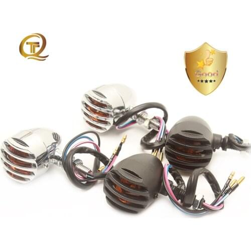 1 pair Motorcycle Turn Signal Light Grid 12V Universal Vintage Flashing Lamp Indicator For Harley Yamaha Motorbike Accessoies
