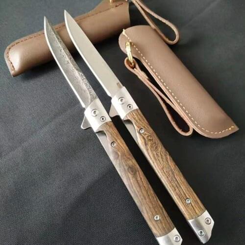 Damascus Folding KNIFE, High Hardness 60-61HRC With Knife Cover, Outdoor Self-Defense Knife Portable Mini Camping Survival KNIFE