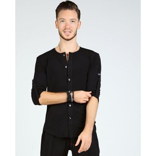 New Latin Dance Tops For Men Black Ballroom Practice Wear Long Sleeve Salsa Dance Clothes Stage Costume Tango Dancewear JL1808