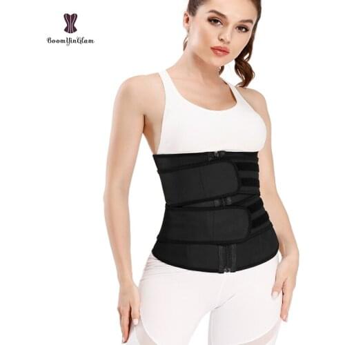 Zip Up Waist Trainer Double Belts Womens Latex 7 Steel Boned Waist Cincher Corset Plus Size XS To 6XL