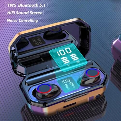 TWS HiFi Stereo Earbuds Headphones Wireless Bluetooth Earphones LED Display Noise-canceling Headsets with Mic for Smartphones