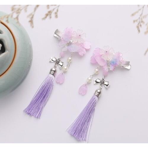 FORSEVEN Chinses Retro Long Tassels Hairclip Fairy Crystal Flower Simulated Pearl Hairpin Hairgrip Women Girl Hair Decoration
