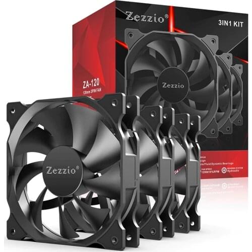 Zezzio ZA-120 3in1 Computer Case Cooling Fan Ultra-Quiet 12cm CPU 3PIN And Molex Port 120mm Radiator Fan