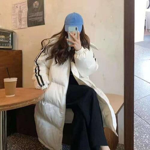 2021 Spring Autumn Women New Cotton Padded Jacket Female Long Hooded Clothes Outwear Ladies Thick Basic Parka Coats Overalls Q30