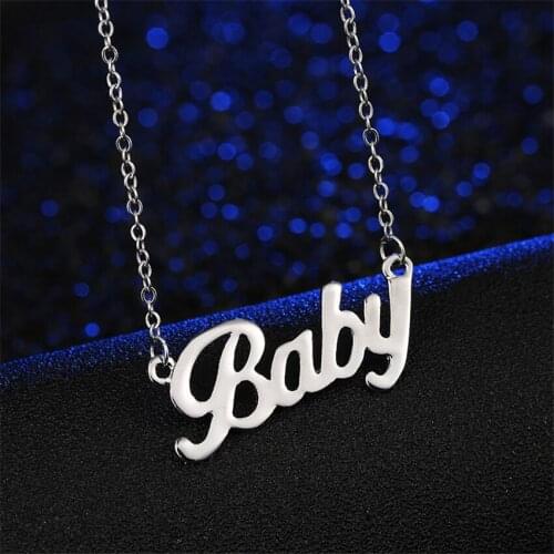 Handmade American Style Women BABY Letter Choker Statement Necklace Rose Gold Pendant Chain Popular Jewelry Gift Pendant