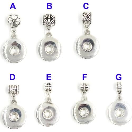 100pcs/lot Wholesale Interchangeable DIY Charm 18mm Metal Button Snap Pendant Fit 18mm Snap Bracelet Necklace Jewelry