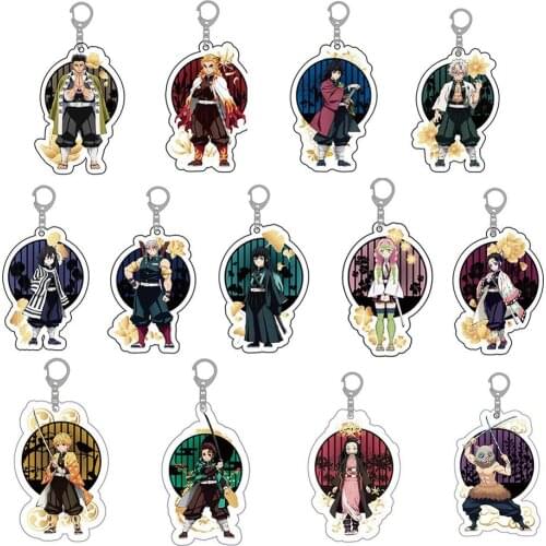 13PCS/7PCS/5PCS/4PCS Demon Slayer Anime Peripheral Acrylic Keychain Pendant Pendant Inosuke Bean Backpack Childrens Decorations