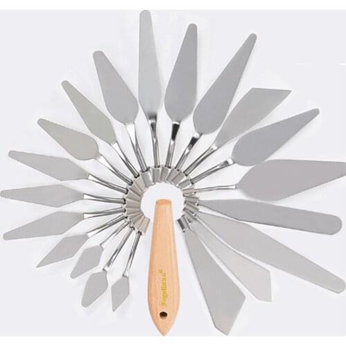 20pcs Wood handle Oil Paint Scrapers Metal Spatula Set Art Craft Perfect Artist Painting Accessories Calligraphy Palette Spatula