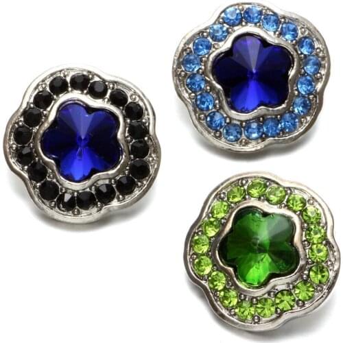 3 Color Star Shape Rhinestone Style Metal Charms 18mm Snap Button Jewelry For Snap Bracelet Snaps Jewelry KZ0599