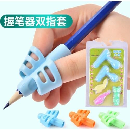 3pcs Two-Finger Grip Silicone Baby Learning Writing Tool Writing Pen Writing Correction Device Children Stationery Gift