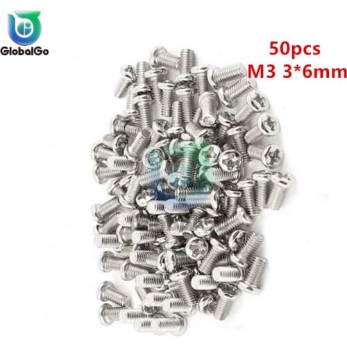 50pcs/Lot Button Head Screw M3 3x6mm Electronic Mini Digital Mechanical Screw Stainless Steel Cross Recessed Pan Head Screws