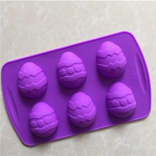 6 Cavity Small Number Easter Eggs Silicone Cake Mold XG748