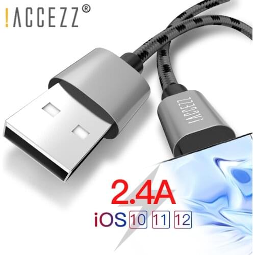 !ACCEZZ Nylon USB Charge Data Cable For Apple For iPhone X 7 6 8 6S 5 Plus XS MAX XR For iPad Mini 8 Pin Fast Charging Cables 2M