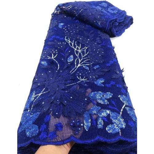 African Lace Fabric 2021 High Quality Lace With Sequins/Nigeria Lace Fabric Party Dress 5 Size D4243