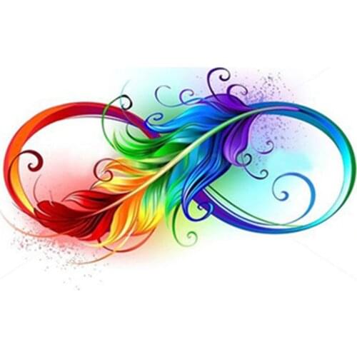 5D DIY Diamond Painting Rainbow Feather Picture of Rhinestone Full Drill Round Cross Stitch Kits Home Wall Decoration