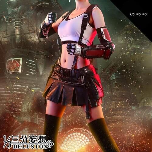 Anime! Final Fantasy 7 Remake Tifa Lockhart Battle Suit Sexy Lovely Uniform Cosplay Costume Halloween Party Outfit Free Shipping