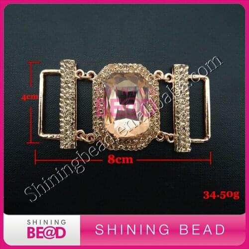 FREE SHIPPING!Short Glass Bead Rhinestone Bikini Connector,Rose Gold Crystal Bikini Connector