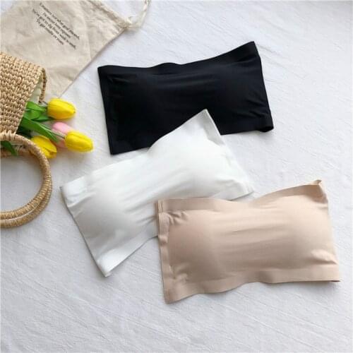 Seamless One-piece Tube Tops Women Removable Pads Intimates Basic Black/White/Skin Womens Strapless Bra Bandeau Tube Top