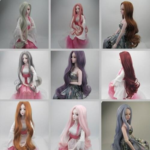 BJD SD Doll Long Curly Wig Without Bangs Female 1/3 Bjd Doll Wig High Temperature Fiber Fading Long Hair Free Shipping