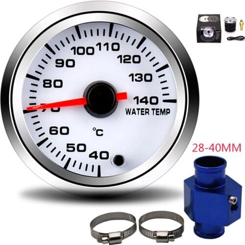 2'' 52MM Car Water Temperature Gauge 40-140 Celsius With Water Temp Joint Pipe Sensor Adapter 1/8NPT 28-40MM 7 Color Backlight