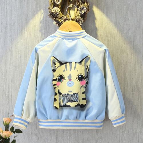 Children Outerwear 2021 Autumn New Girls Fashion Cartoon Coat Boys Baseball Uniforms Top