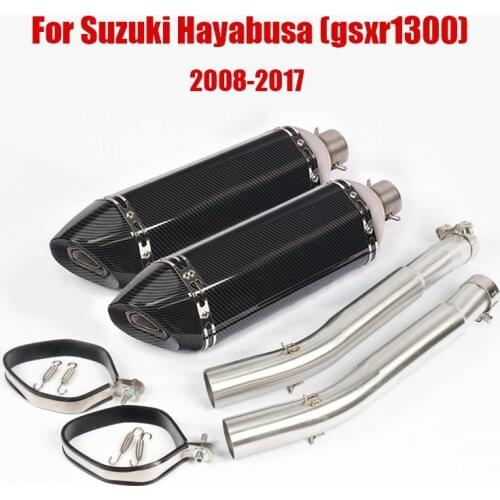 For Suzuki Hayabusa GSXR1300 2008-2017 Exhaust System Pipe Middle Link Tube 470mm Exhaust Muffler DB Killer Slip On Left Right