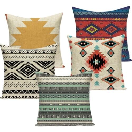 Geometric aztec cushion bohemian home decor Camping Fashion cushion cover corrugated print linen Bedding Photo pillow cover