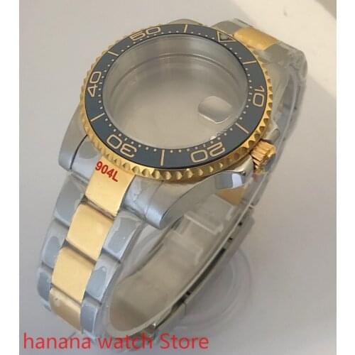 Sealed back cover 904L stainless steel gold strap bracelet with 40mm sapphire glass ETA NH36 MH35 cases.bezel Drak blue yellow